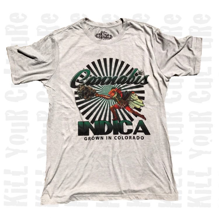 Cannabis Indica Mens Vintage Silver Tee