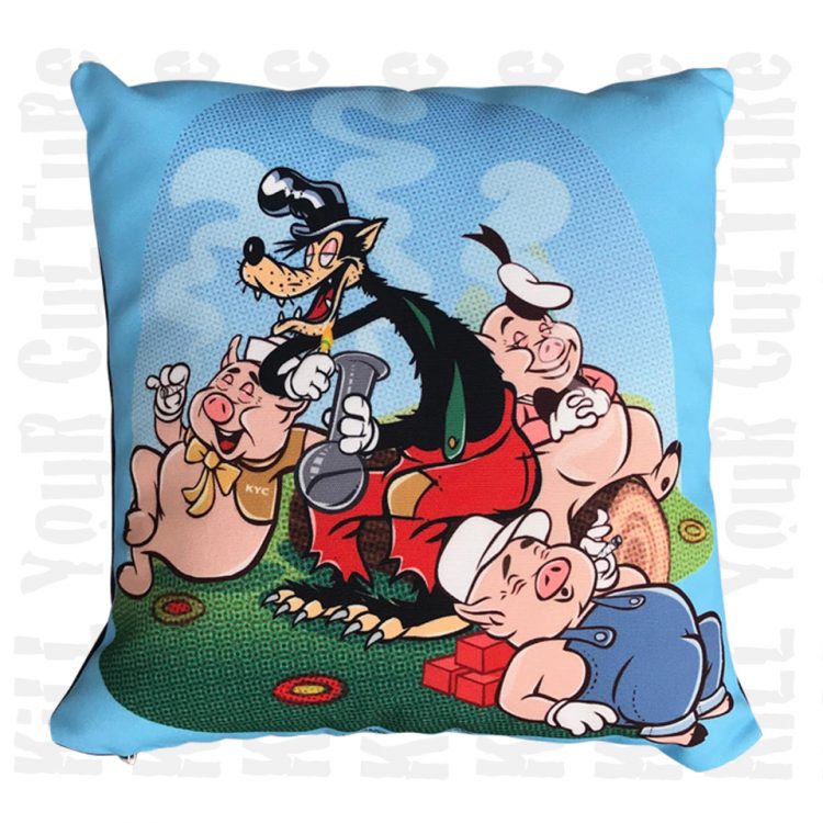 Three Little Pigs Throw Pillow