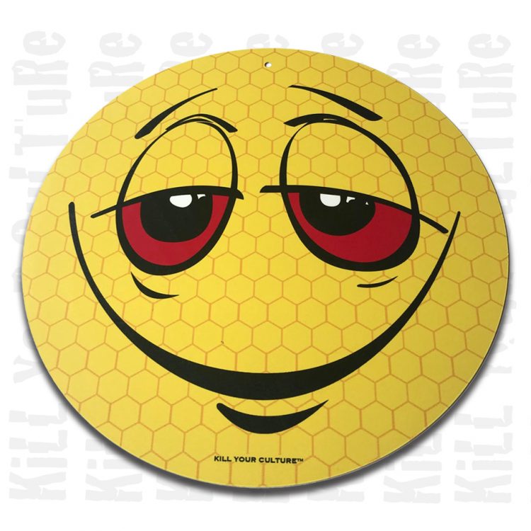 Stoned Smile Round Tin Sign