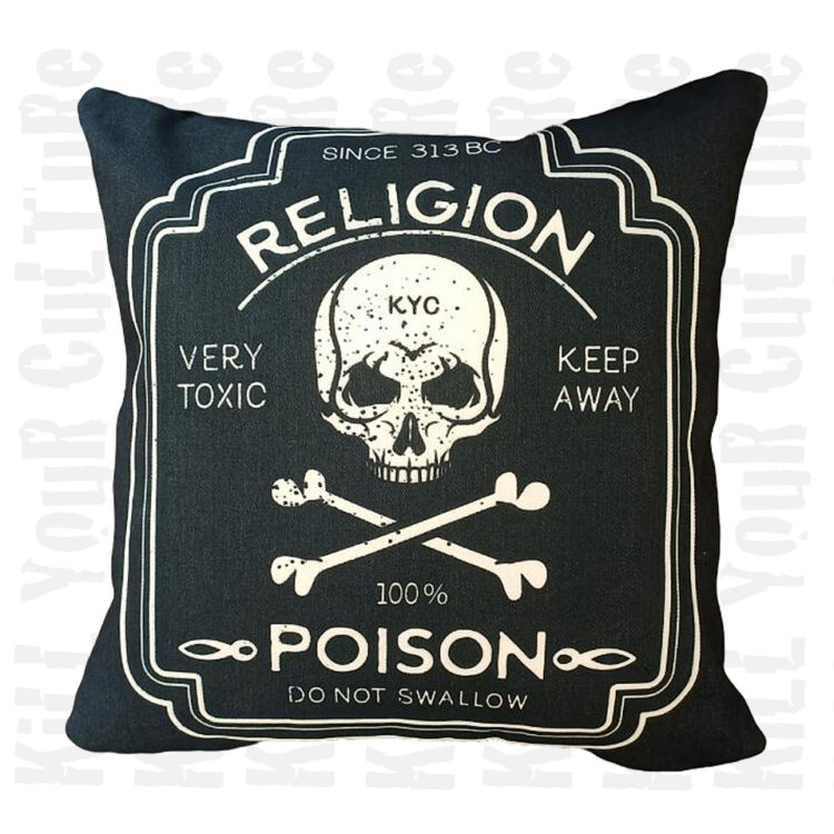 Religion Poison Throw Pillow
